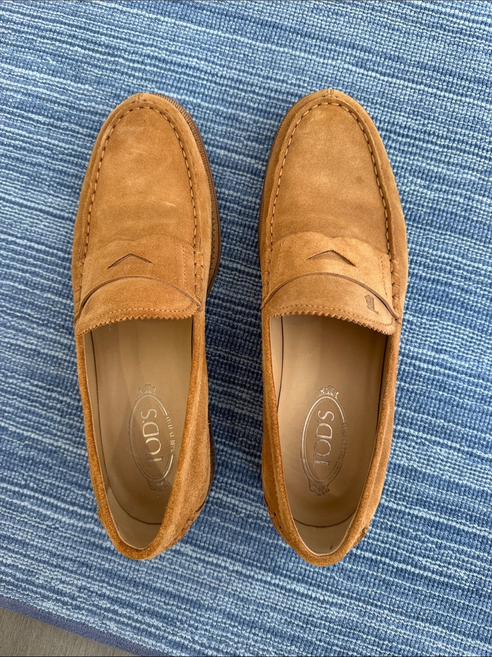 TOD'S Suede Penny Loafers in Cognac Brown 10.5 US (9.5 Tod's)